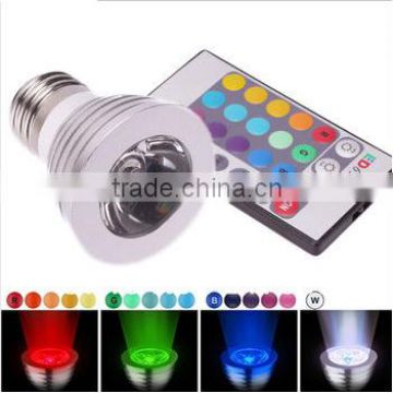 3W RGB color changeable LED Spotlight with B22/E27/E14/E26 base