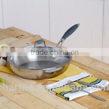 Chinese 28 cm fry pan set with tempered glass lid