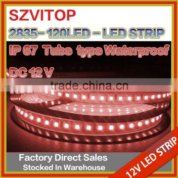 SV 5 Meter 600leds type waterproof ip66 Flexible led strip 2835 SMD RED light Super Bright 12V DC input voltage.