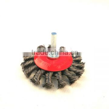 twist knot tapered brushes with shank, diameter 75mm or 3"