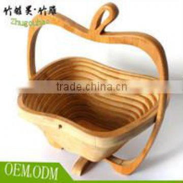 Natural bamboo custom design folding fruit basket