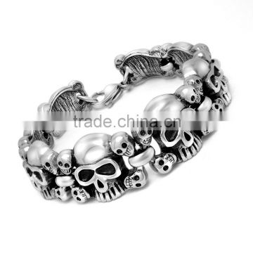 Men Punk Jewelry 316L Stainless Steel Skull Bracelet Wholesale