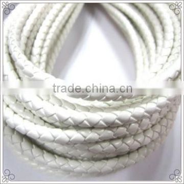 White PU Leather 5mm Round leather cord for necklace dogleash