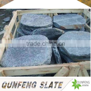 high quality China black tumbled natural slate garden floor stone