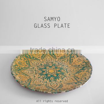 SAMYO handcrafted 13 inch clear glass plate dinner glass chager plate