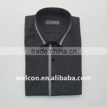 Chinese factory OEM Men's 100% cotton fashion classic black and white stripe Europe style business dress shirt