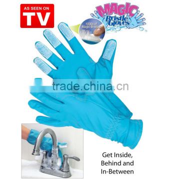 As seen on TV Revolutionary Cleaning Gloves with Fingers Magic Bristle Cleaning Gloves