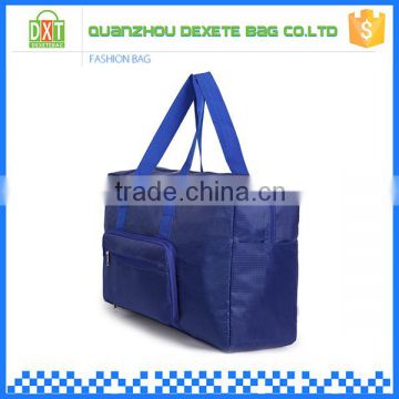 Waterproof polyester blue weekend travel bag with shoes compartment
