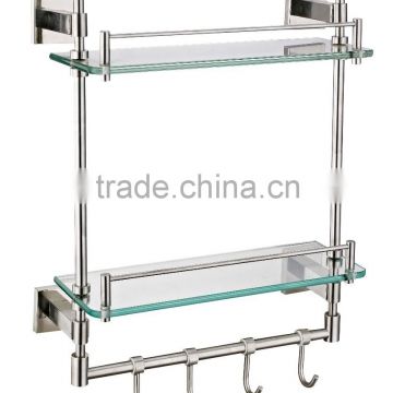 HJ-258 Rugger stainless steel glass shelf/Modern bathroom stainless steel glass shelf/Wall mounted stainless steel glass shelf