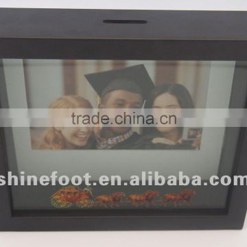 8" metal picture frame with coin bank T-FB01-1