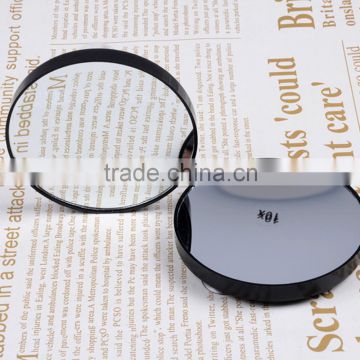 Black Round Shape Portable Magnifying Mirror With Two Suction Cups 10X Magnification Makeup Mirror