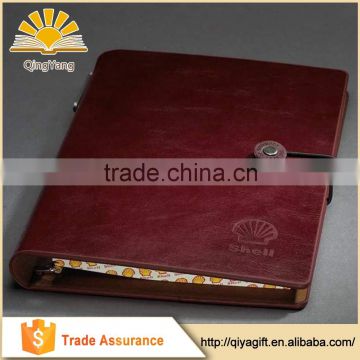 High Quality 6-Ring Binder Leather Notebook With Elastic Band