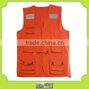 Custom design cotton work multi pocket vest with many pockets