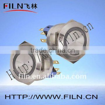 50pcs/lot 22mm flat round 1NO1NC stainless steel nickel plated gold plated metal pushbutton switch LED type fast delivery