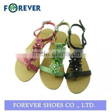 2016 fashion ladies flat high heel leather sandal shoe for girls
