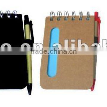 Good looking natural ECO friendly Recycled paper note book with pen