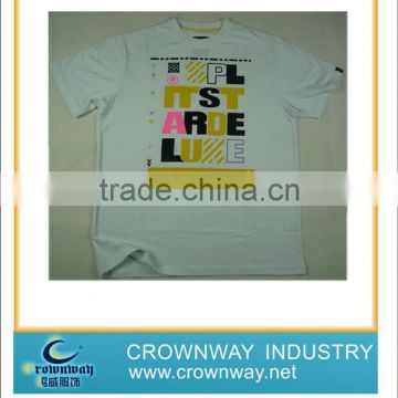 hot ! mens white popular latest custom printed t shirts with acid wash
