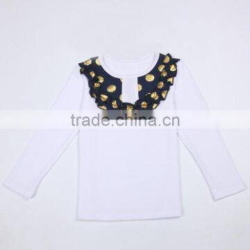 White organic cotton baby clothes pictures kids long sleeved top ruffle icing shirt