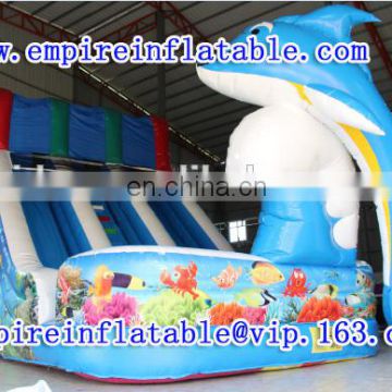 2015 new design inflatable dolphin slide DS091