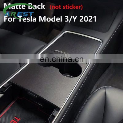Matte Back Central Control Protective Panel For Tesla Model 3 2021  Water cup holder Decorative Patch Model Y Trim Accessories