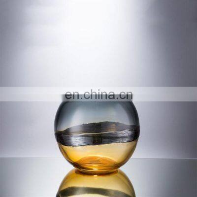 Modern Nordic Decorative Orange Grey Color fade Glass Vase For Home Decoration