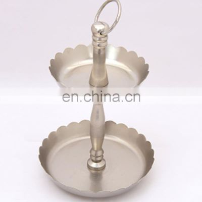 2 tier aluminium nickle plated cake stand