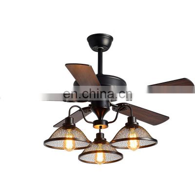 Electric Fans Manufacturer OEM Vintage Decorative Lighting Remote Control 48 Inch Ceiling Fan With E27 Pendant Light
