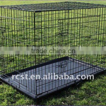 Collapsible metal pet dog cage crate