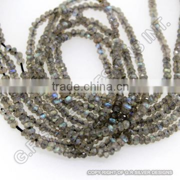natural labradorite gemstones beads strand rondelle faceted blue fire semi precious