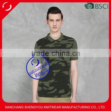 Custom wholesale allover printed army style polo shirt for men