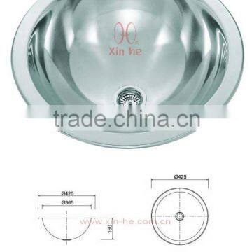 stainless steel single round topmounted sink