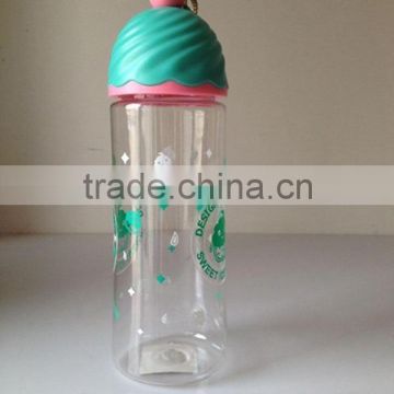 cute kids ice cream design plastic water bottle with straw