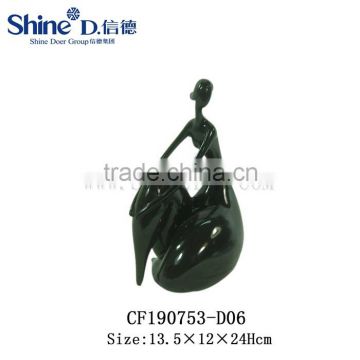 Black Abstract sitting fat lady sculpture figurine
