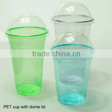 Colorful cup manufacturer 7oz/10oz/12oz/16oz/20oz/24oz PET Plastic Smoothie Tumbler with Dome lid