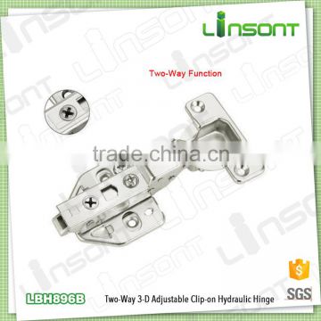2016 best selling 3-D adjustable two-way hydraulic clip on self locking hinge teak furniture parts conceal hinge