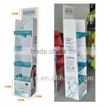 AEP 2013 new style heavy duty floor paper display stand for Cosmetics
