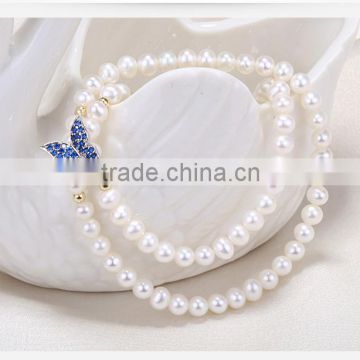 2016 fashion design freshwater pearl Double freshwater pearl bracelets