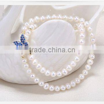 2016 fashion design freshwater pearl Double freshwater pearl bracelets
