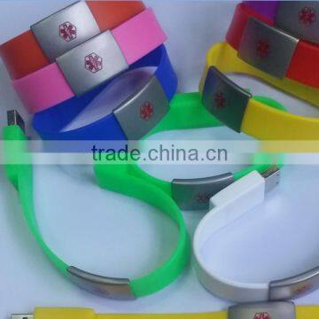 Customized silicone wrist band usb driver with metal