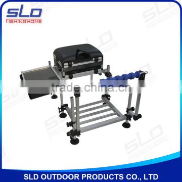 aluminum fishing Seat Box with drawers with footplate with rod rest with side tray