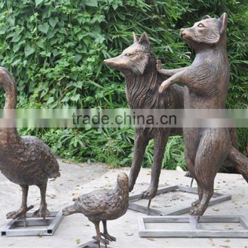 Garden casting brass small fox statue for sale