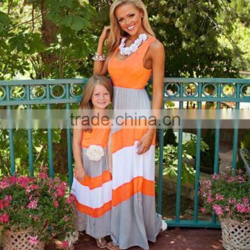 Sleeveless maxi long dresses for mother and daughter matching family outfits