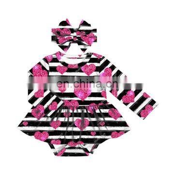 Heart Shape Valentine Dressy Romper Long Sleeve Bodysuit Baby Girls' Rompers