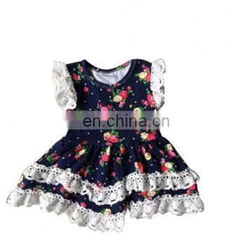 Boutique Girl Dresses 2018 New Arrival Wholesale Girl Flutter Sleeve Dress Baby Girl Clothing