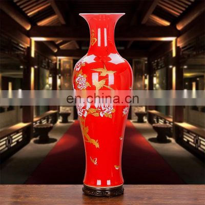 1 Meter,1.2m,1.3m,1.4 m Large Red Ceramic Porcelain Red Vase