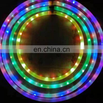 90CM Cheap Gymnastic Soft Plastic Pvc Multi-color Led Strip Hula Ring/Flashing Folding Adjustable Light Up Hoops For Kids Adults