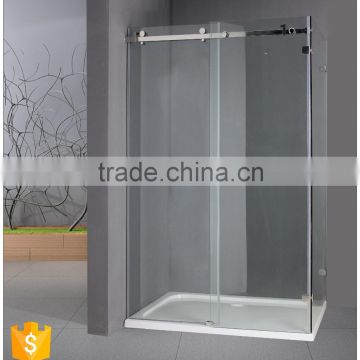 2015 bathroom free standing 2 sided glass shower enclosure