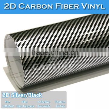 Silver-Black 2D Carbon Fiber Car Interior Decoration Vinyl Wrapping