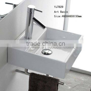 YJ7829 Ceramic Bathroom basin Rectangular Ceramic wall-hung basin