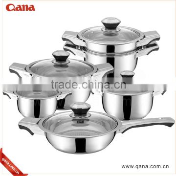 hot sell cooking pots 12pcs/16pcs thermometer stainless steel cookware set